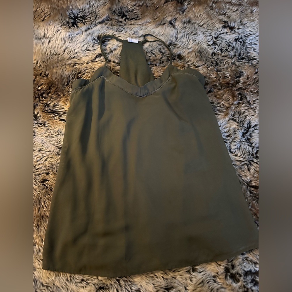 Olive Green V Neck Spaghetti Strap Tank Top